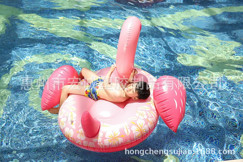 Currently Available Wholesale Hot Selling 150CM Sleeping Beauty Pink Flamingo Floating Row Riding Water Inflatable Floating Bed