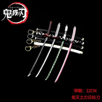 

22cm Anime Demon Slayer Cosplay Props Kimetsu No Yaiba Kamado Tanjirou The Katana Weapon Wheel Sword With Sheath Decoration