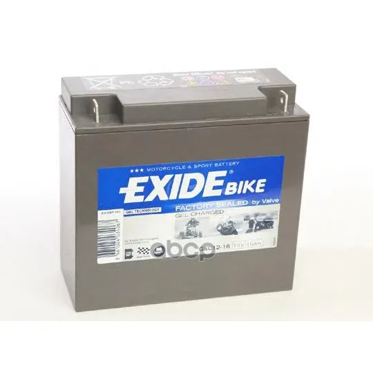 Аккумулятор Moto Gel 16(20h)Ah 100a 180x75x165 Полярность Etn 0 Токовыводы M11 EXIDE арт. GEL12-16