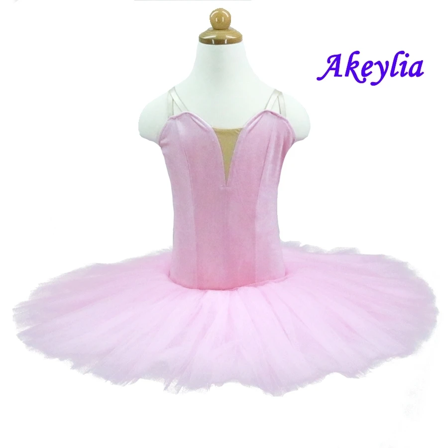 Velvet bodice ballet tutu royal blue dress junior pre-professional dance costumes stage ballet tutu skirts pink sky blue white - Цвет: Розовый