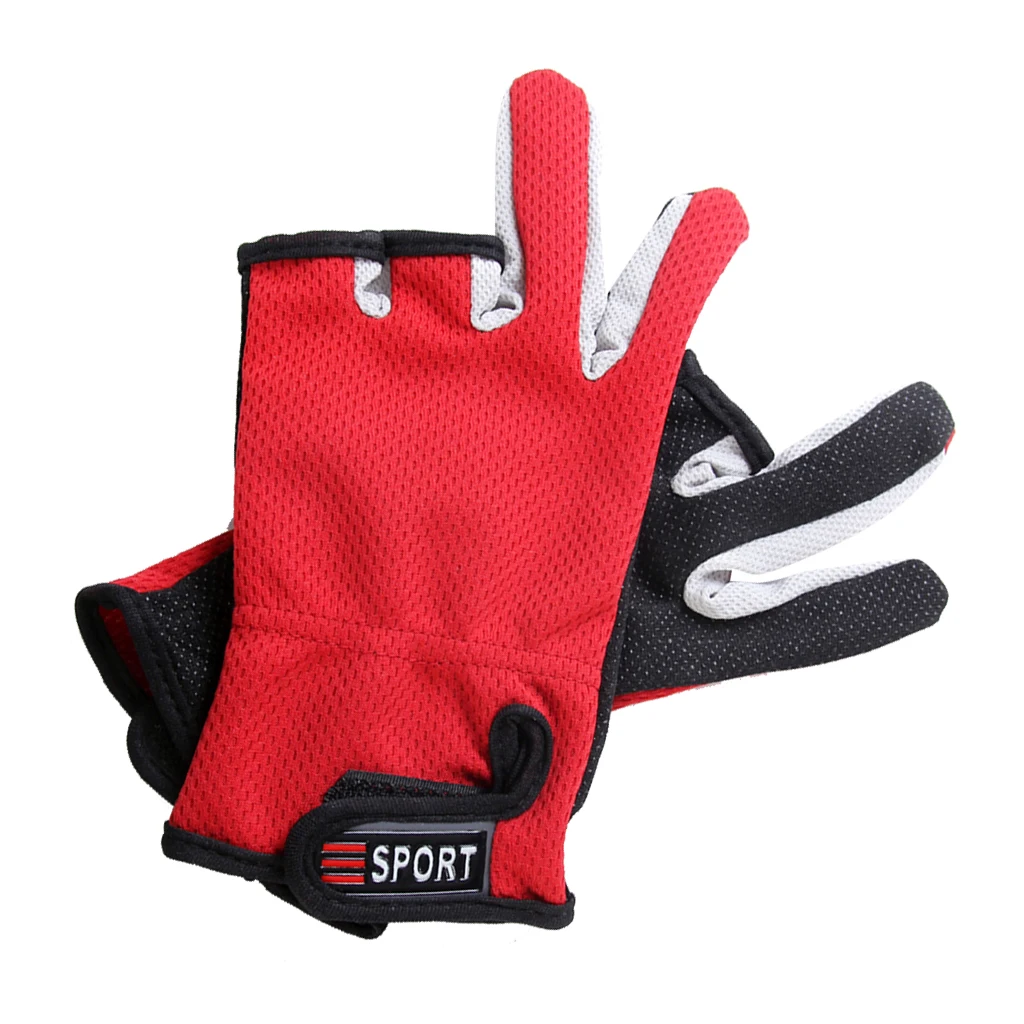 1 Pair Anti Slip 3 Low Cut Finger Fishing Gloves With Adjustable Wrist Strap Fishing Gloves for Fishing Camping 