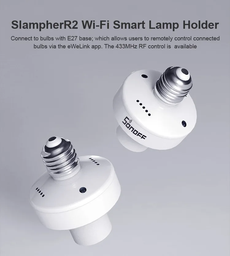 Sonoff Slampher R2 433 МГц РЧ умный WiFi светильник держатель E27 беспроводной eWeLink приложение/голосовой пульт дистанционного управления умный дом для Alexa Google