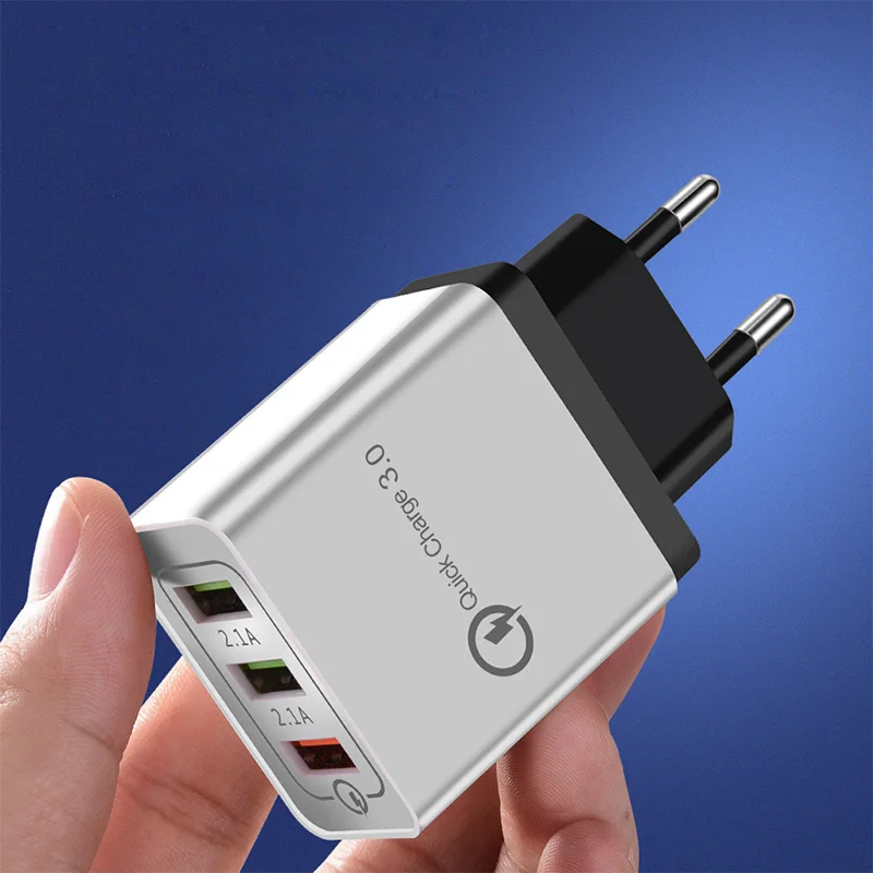 3 Порты быстрая Зарядное устройство 5V 2.4A Зарядное устройство Мощность настенный адаптер для iPhone iPad samsung Xiaomi мобильных телефонов QC 3,0 дорожное быстрое зарядное устройство - Тип штекера: Black