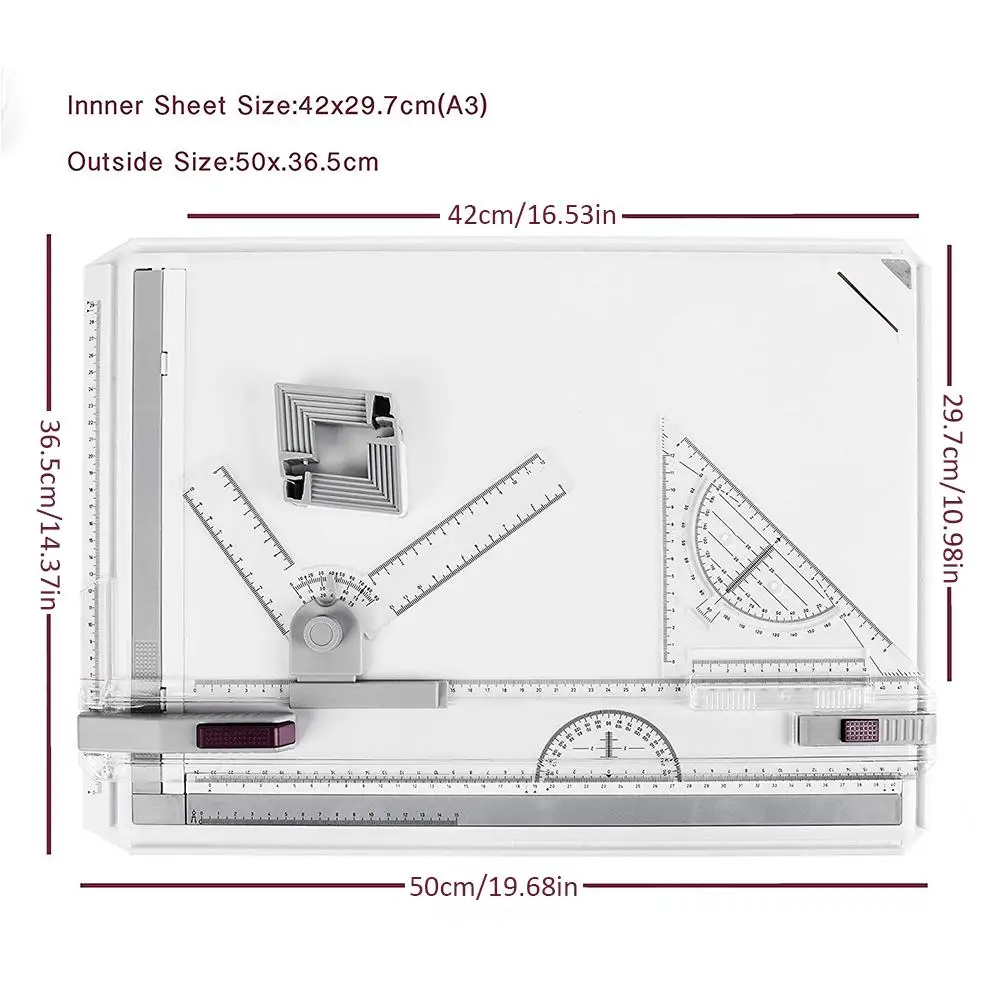 A3 Drawing Board Table With Parallel Motion Adjustable Angle Architectural Art Drawing Tool