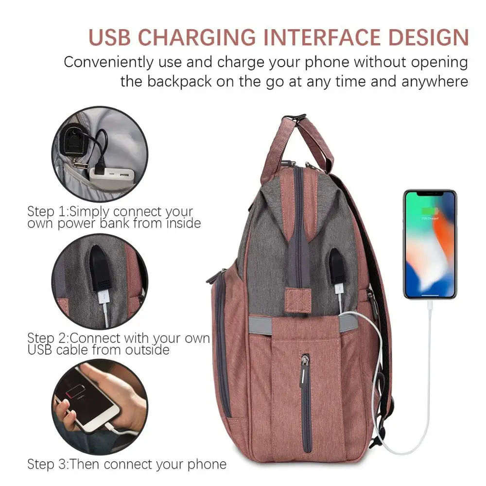 Рюкзак для детских подгузников с usb зарядным портом, сумки для ухода за детьми, водонепроницаемые Рюкзаки для мам, Большая вместительная сумка для подгузников
