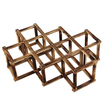 

New Creative Folding 10 Wine Bottle Wooden Wine Rack, Carbonized Color