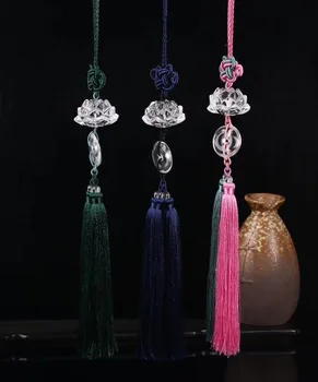 

White Lotus Car Hanging Ornament Natural White Crystal Lotus Modeling Simple Elegant and Generous Tassels Multi-color Selectable