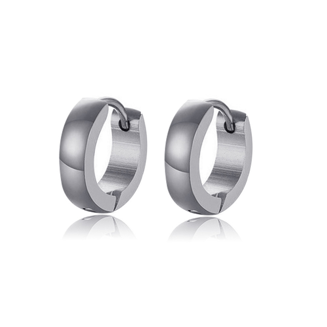 Punk Titanium Steel Ear Clip Ear Stud Earrings For Men Women Black Pierced/No Pierced Fake Ear Circle New Pop Jewelry