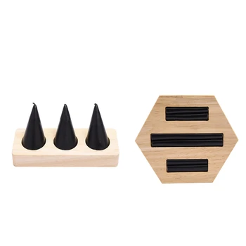 

2X 3 Slots Earring Ring Jewelry Display Wooden Tray Organizer Holder Storage