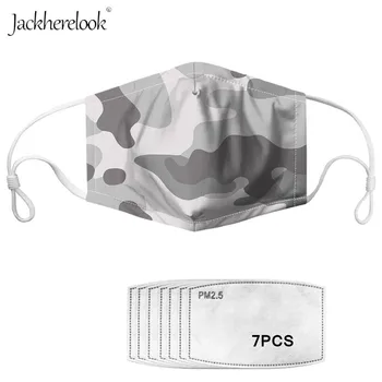 

Gray White Unisex PM2.5 Mask Army Camo Print Mouth Mask Cotton Dust proof Face Masks Daily Outdoor Cycling Mask Camouflage