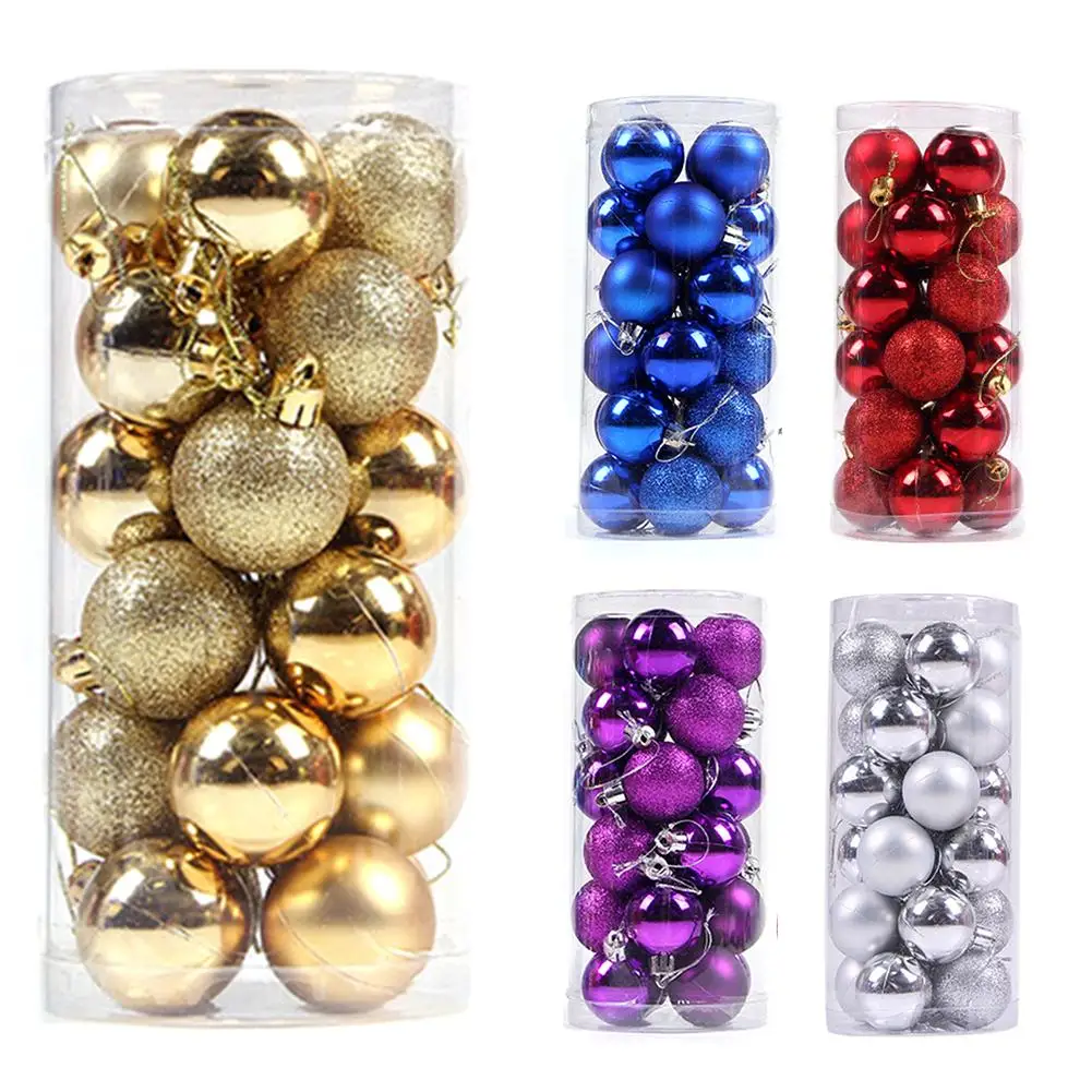 24pcs/lot 6CM Christmas Tree Decor Ball Bauble Xmas Party Hanging Ball Ornament Decorations For Home Christmas Decorations Gift