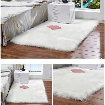 

Luxury Fluffy Rugs Bedroom Furry Carpet Bedside Sheepskin Area Rugs Children Play Princess Room Decor Rug, 2.3ft x 5ft