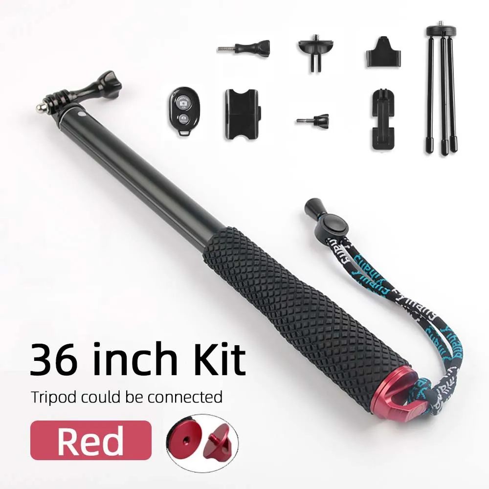 Red Kit MountDog, беспроводная селфи-Палка с Bluetooth для iPhone, Xiaomi, штатив, портативный монопод с управлением, ручной для камеры GoPro Hero 7 6 Yi - Цвет: Red Kit