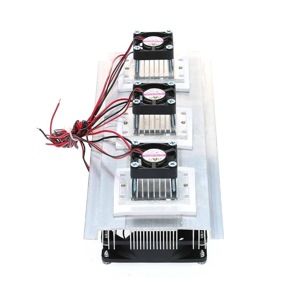 Fan Fittings 180W Trinuclear Thermoelectric Peltier Refrigeration Air Cooling System Kit Cooler 3x Fan