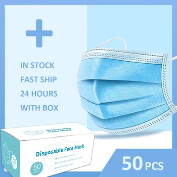 

3ply 50pcs 100pcs Meltblown Anti Pollution Disposable Laye Hygiene Face Dust Fabric Mask masque Facemask Mouth Cap Filter 50 pcs