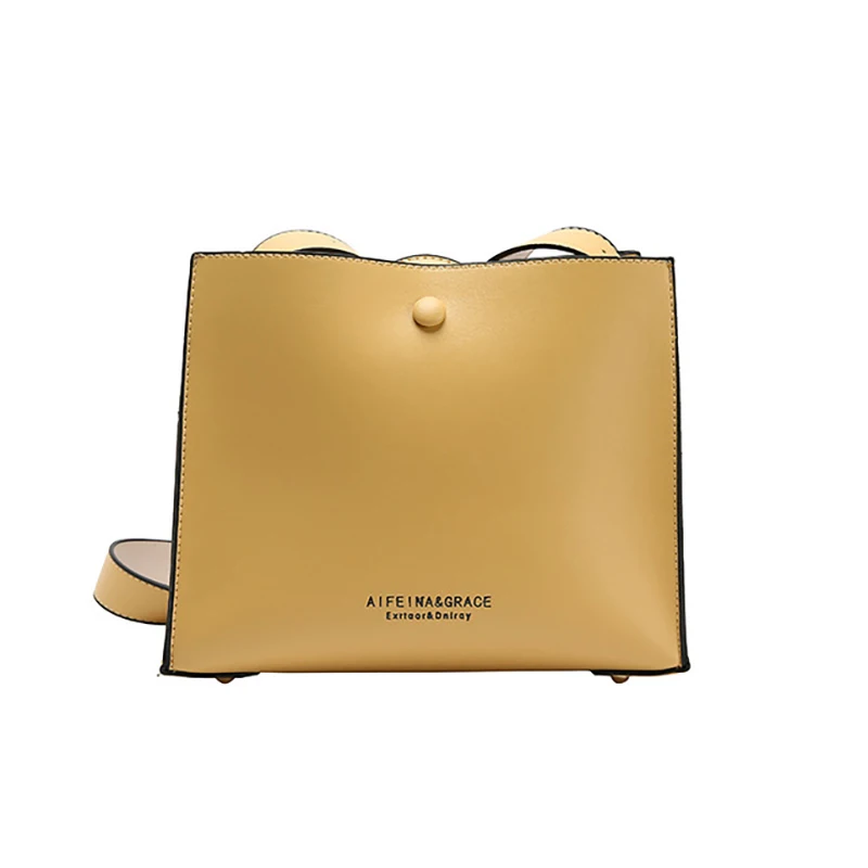 

Solid color large-capacity fashion trend PU leather simple wild Korean version bucket bag woman Messenger bag shoulder bag
