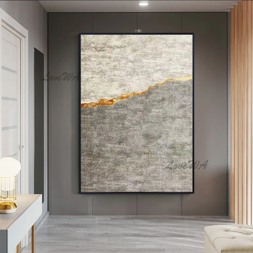 

Quality Artwork Simple Abstract Gold Leaf Painting Home Decoration Piece No Framed Large Living Room Wall Picture Modern Canvas
