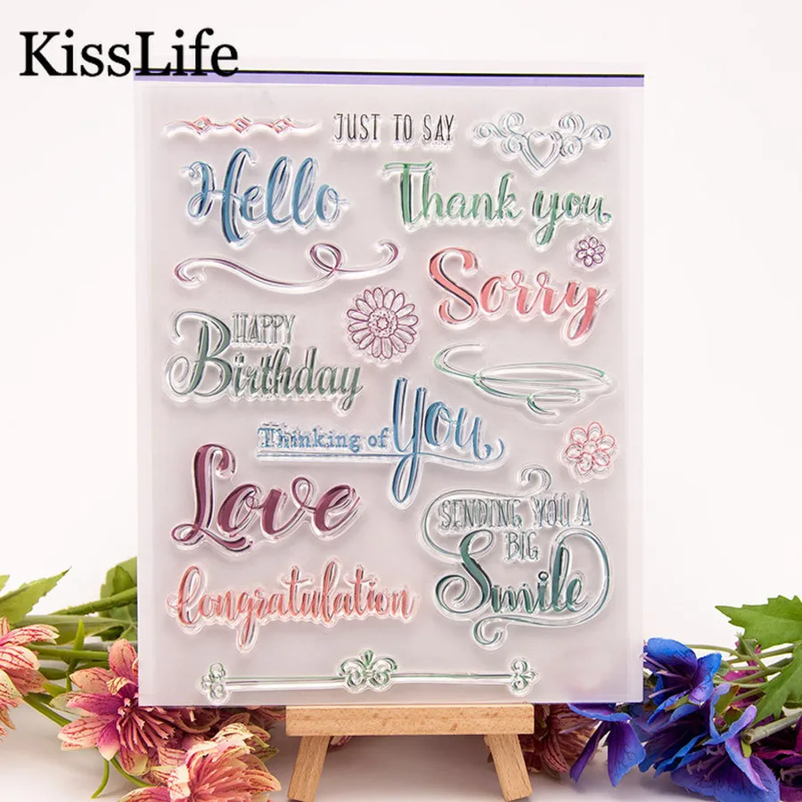 1 лист Hello Thank You день рождения извините слова буквы сердце четкие штампы для изготовление скрапбукинга на День Благодарения