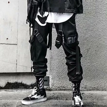 

Cargo Pants for Men Casual Hip Hop Hit Color Pocket Male Trousers Sweatpants Ribbons Pants streetwear men