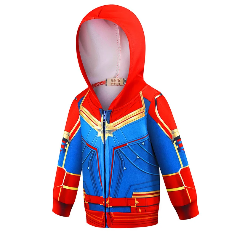Мстители 4 куртки с капюшоном для мальчиков с принтом в виде героев мультиков пижамы с человеком-пауком и Бэтменом Тор Супермен Капитан Америка Железный человек, кофты, детская одежда
