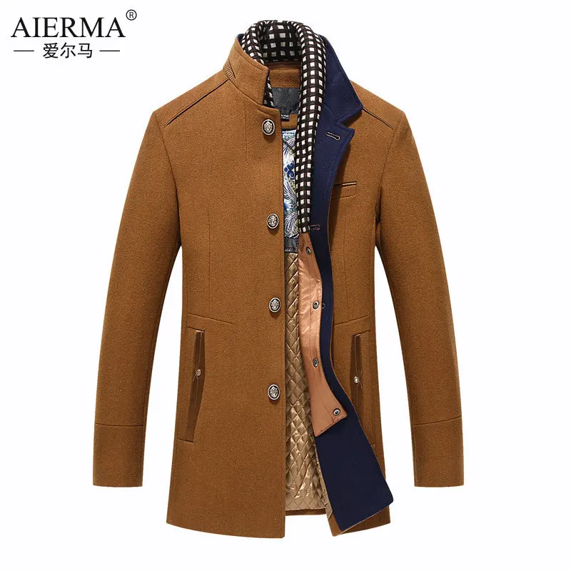 

Autumn And Winter New Style Thick Wool Men Woolen Overcoat Youth Double Collar Casual Woolen Coat Trench Coat