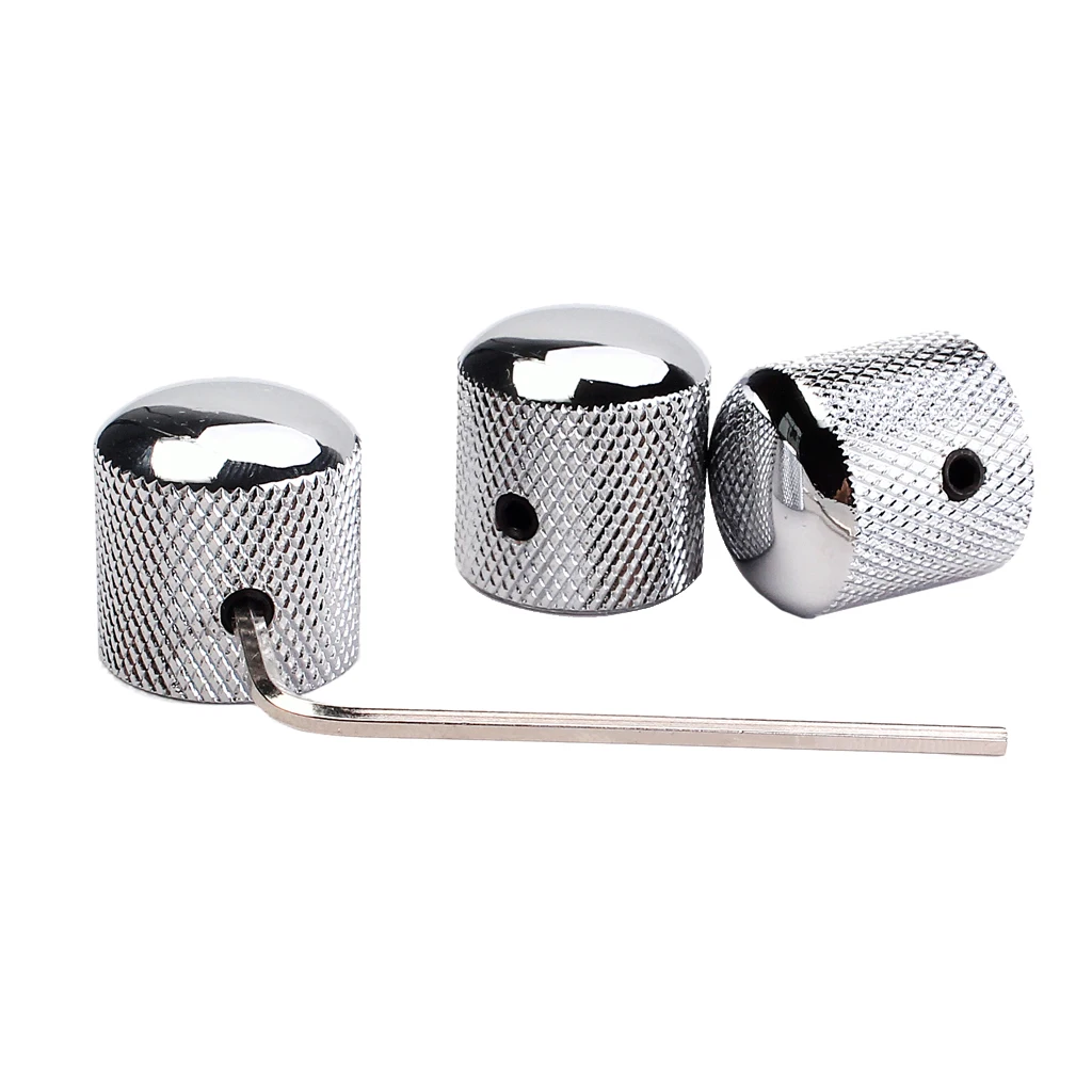 3pcs Dome Knob Volume Tone Control Knobs with Inner Hexagon Wrench for Electric Guitar Bass Screw