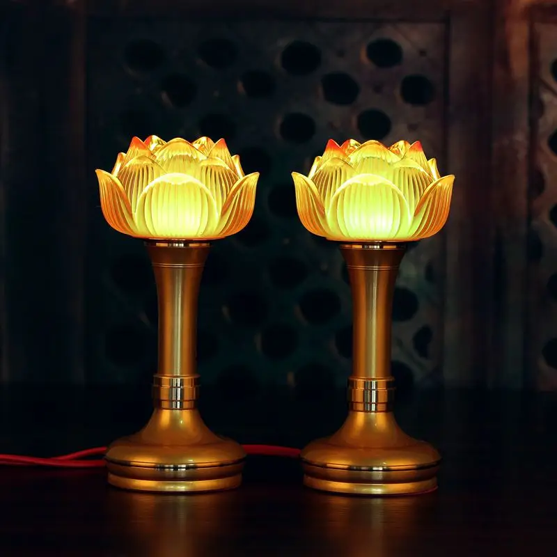 Lotus Flower маленькая лампа Будды светодиодный сплав и цветной глазированный