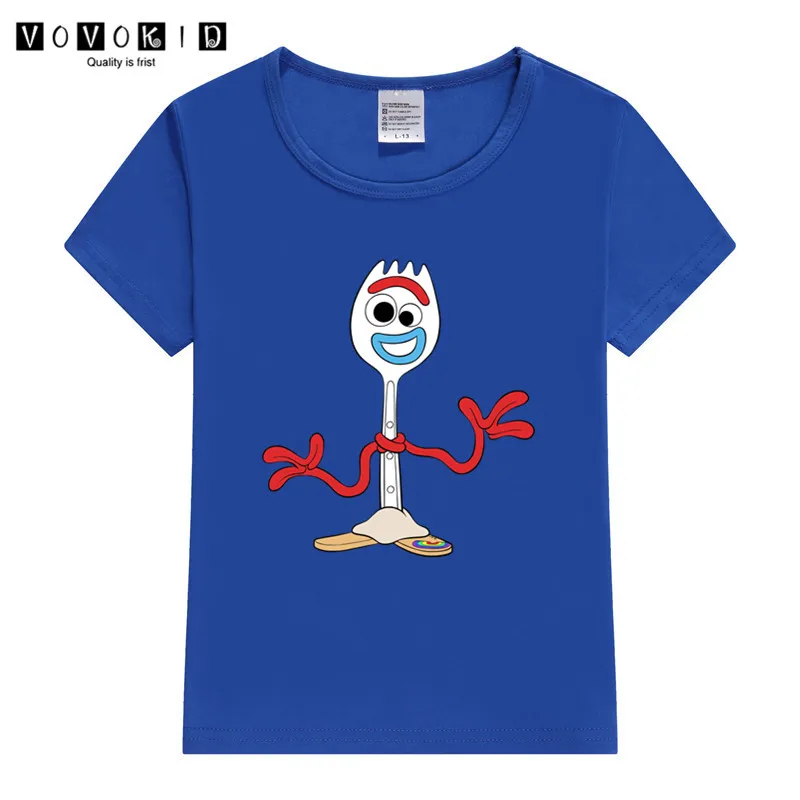 Little Girl Boy Forky Print Funny Cartoon T-shirt Chlidren Summer Top Baby T Shirt Thanksgiving Shirt