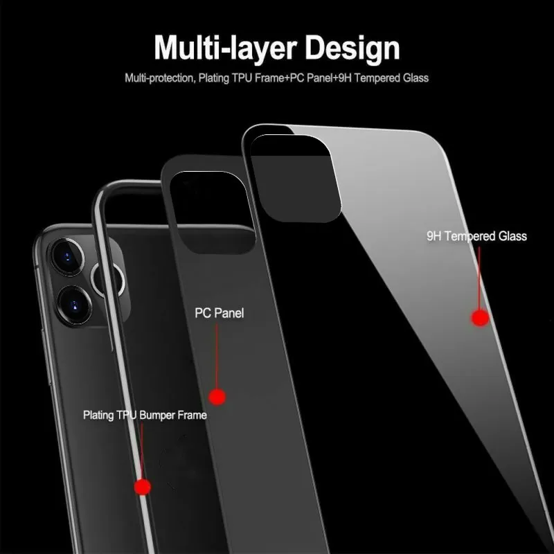 Модное закалённое стекло с покрытием чехол для iPhone 11 Pro Max XR X Xs Max 6 7 8 Plus роскошный бампер глянцевый чехол Coque Capa с логотипом