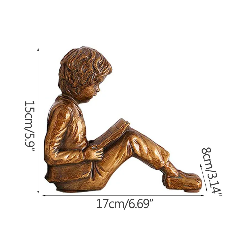 Antique Reading Child Bookends Home Decoration Accessories Office Study Room Display Book Stand Resin Ornaments Desktop Decors