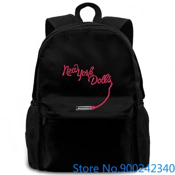 

New York Dolls Lipstick Logo - Hard Rock, Proto-punk, Glam Rock - Black Print Harajuku women men backpack laptop travel