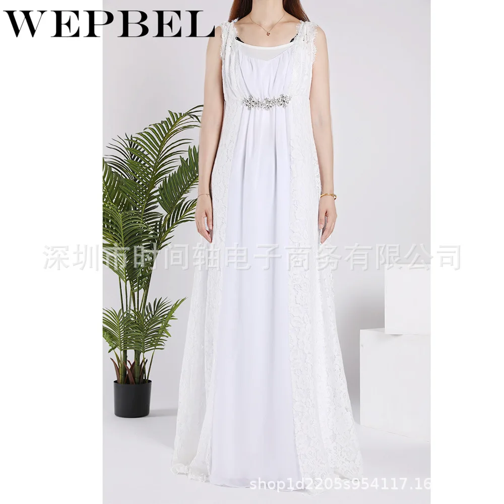 WEPBEL, женское шифоновое платье с коротким рукавом, сексуальное, размера плюс, кружевное, высокая талия, модное, цветочное, повседневное, новое, для девушек, для женщин, длинное, макси платье