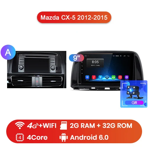 Junsun V1 2G+ 32G Android 9,0 для Mazda CX5 CX-5 CX 5 2012- автомобильный Радио Мультимедиа Видео плеер навигация gps 2 din dvd - Цвет: 4G-WIFI 2-32GB