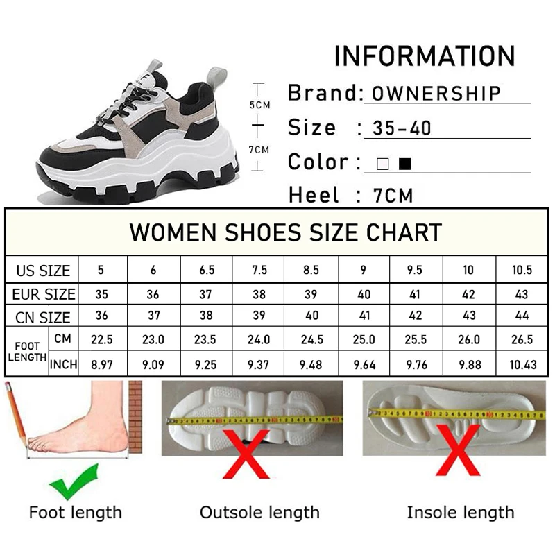 Women's Chunky Sneakers Thick Bottom Platform Vulcanize Shoes Fashion Breathable Casual Running Shoe for Woman Female 2020 5