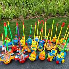 Best Price Large Hand Push Plane Tongue Out Blink Toy Plastic Animal Train Car Modeling Toddler Push Cart Parent Child Interactive Toy