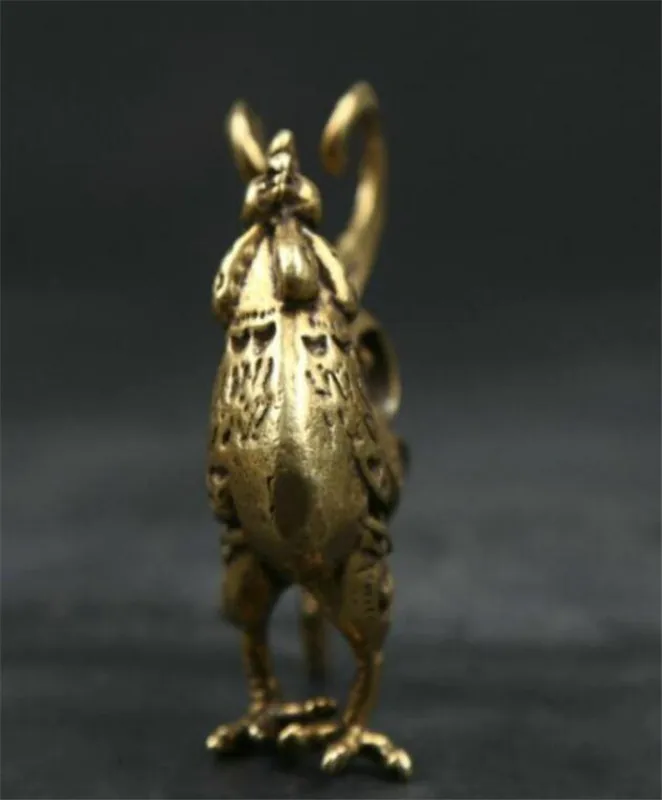 COPPER STATUE Small Curio Chinese Fengshui Bronze Zodiac Animal Rooster Cock Wealth Statue | Дом и сад