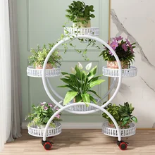 Support en métal ceinture en fer, Type de roue de sol, Pot d'ananas vert, support de fleurs de salon, décoration intérieure et extérieure à plusieurs étages