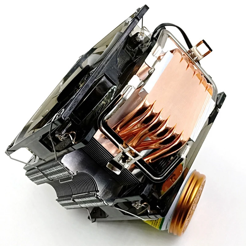 HOT-CPU кулер 12 см вентилятор 6 медных тепловых трубок 3Pin радиатор двойной вентилятор охлаждения кулер со светодиодный для LGA 1150/1151/1155/1156/1366/775/2