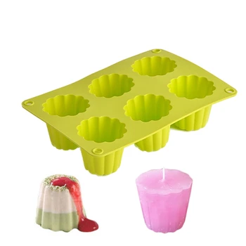

3D Silicone 6 Even Flower Type Cake Mold For Pudding Ice cream Chocolate Jelly Soap Candle Decorating Tools