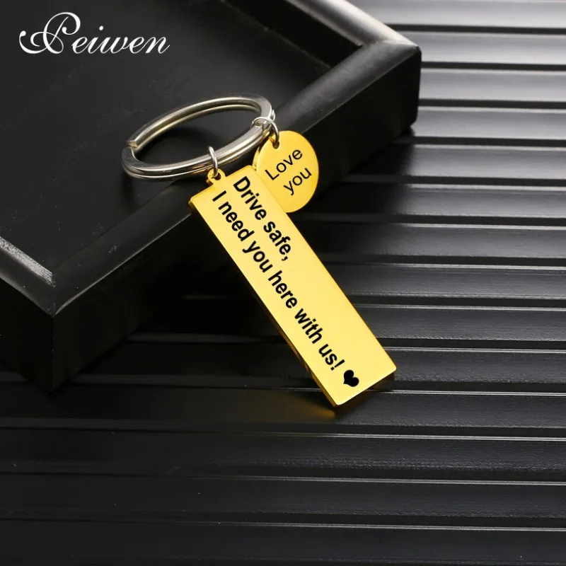 Custom Drive Safe Keychain Engrave Text Name Keyring For Men Women Anti-lost Key Ring Stainless Steel Trinket Car Key Jewelry titanium drive safe key chain custom lettering anti lost car keychians card trinket key ring holder for edc durable xmas gifts