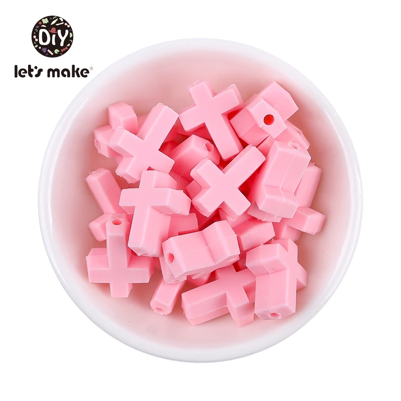Silicone Teether Beads Cross DIY Dummy Clip Chains Baby Teethers 10pcs
