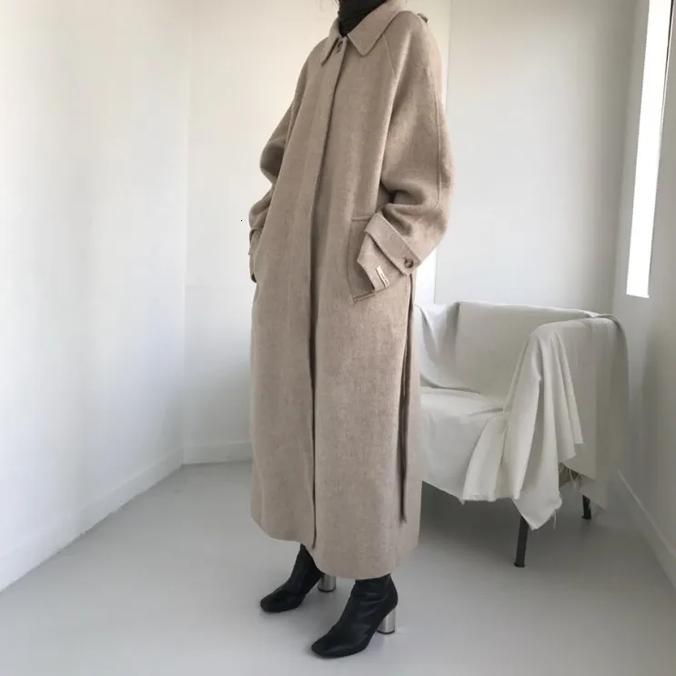 SuperAen, корейский стиль, Женское шерстяное пальто, карманы, лацканы, зима, новинка, Женское шерстяное пальто, модная повседневная женская одежда