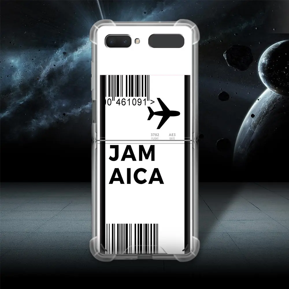 Airline ticket barcode For Samsung Galaxy Z Flip 5G Clear Airbag Case Slim Protective Shell Soft Cover Smartphone Accessories