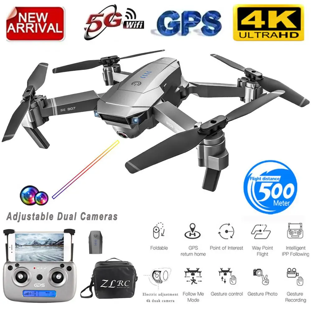 RCtown SG907 gps Дрон с камерой 4K 5G Wifi RC Квадрокоптер оптический поток складной мини Дрон 1080P HD камера Дрон - Цвет: 4K 1battery