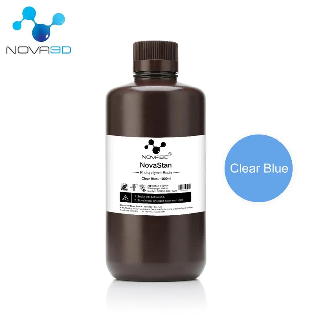 1L Tran-Blue NOVA3D УФ Смола 3d васаб Смола 3d принтер печатный материал impresora 3d resina lcd DLP SLA УФ чувствительный жидкий фотополимер - Цвет: 1L Tran-Blue