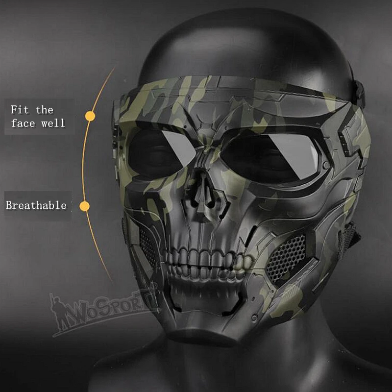 Tactical Paintball Skull Masks Military Full Face Safety Airsoft Paintball Masks Outdoor Breathable Hunting Shooting Skull Mask