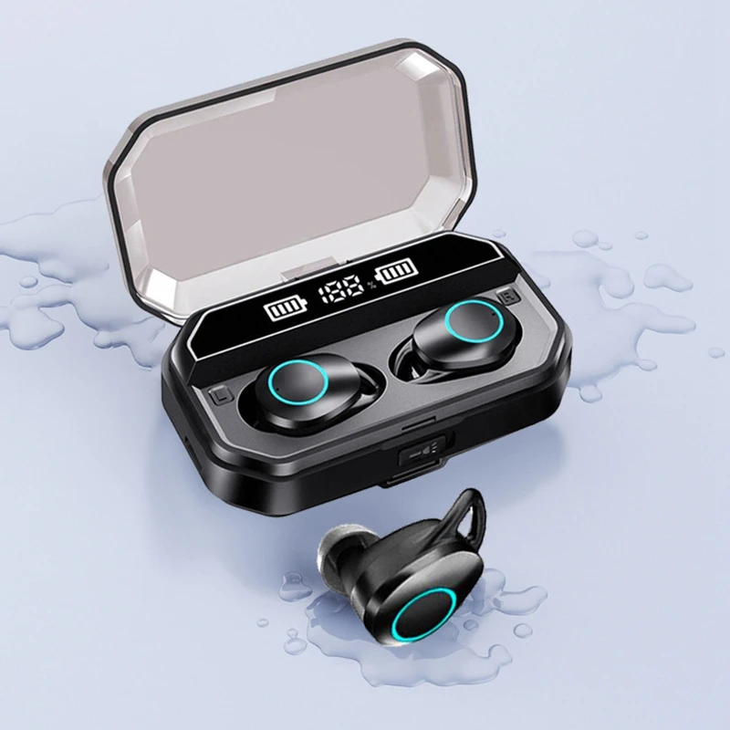 Wireless Earphones Bluetooth 5 0 Headphones Digital ligence Led Display Built In Mic With Flashlight