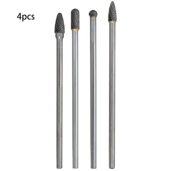 

New 4Pcs Efficient Double Cut Long Reach Burr Grinding Milling Tungsten Steel Carbide Set