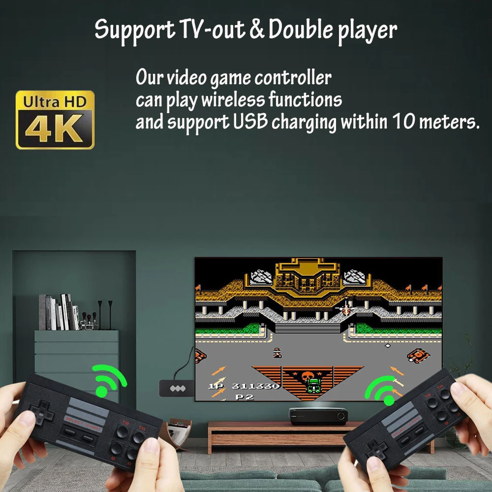 4K Wireless Console Game Stick Video Game Console Built in 568 Classic Game 8 Bit Mini Retro Controller HDMI Output Dual Player