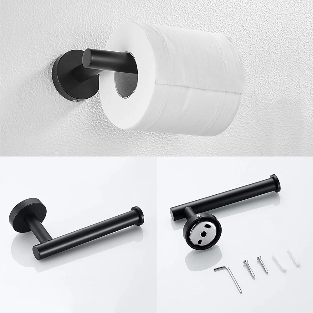 Bathroom Accessories Sets Wall Mount Towel Holder Ring Stainless Steel Toilet Paper Roll Holder
